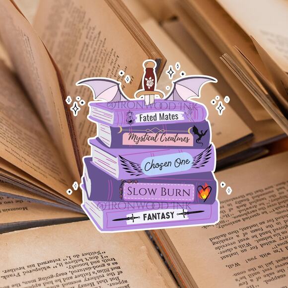 Fantasy Book Sticker Bookish Booktok Dragon Wyvern Fae Faerie Romantasy Romance - Picture 2 of 2